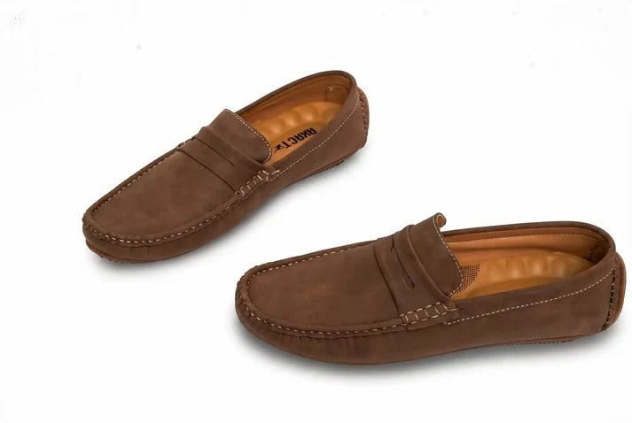 Heritage Suede Penny Loafers – Classic Brown