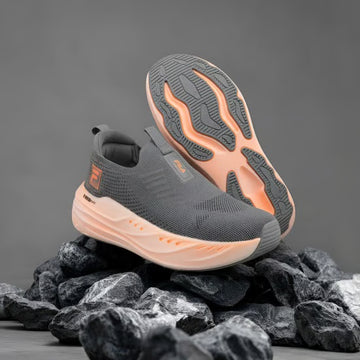AeroPulse Knit Slip-On Sneakers – Grey & Peach
